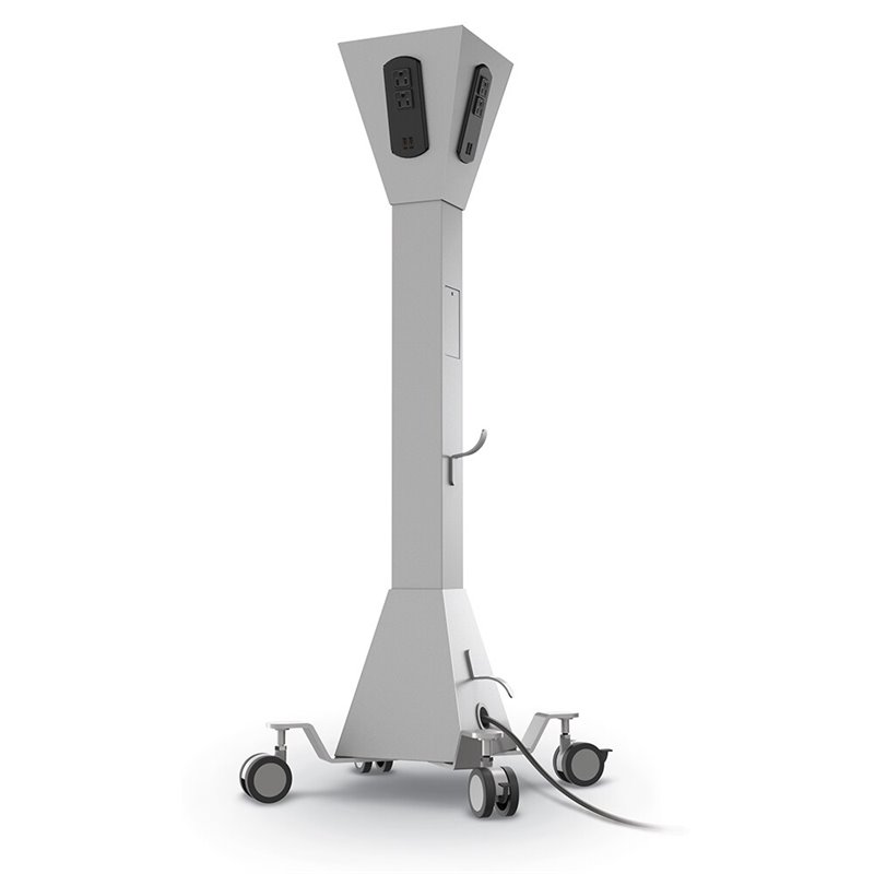 Pemberly Row Mobile Power Tower with AC and USB Outlets Gray