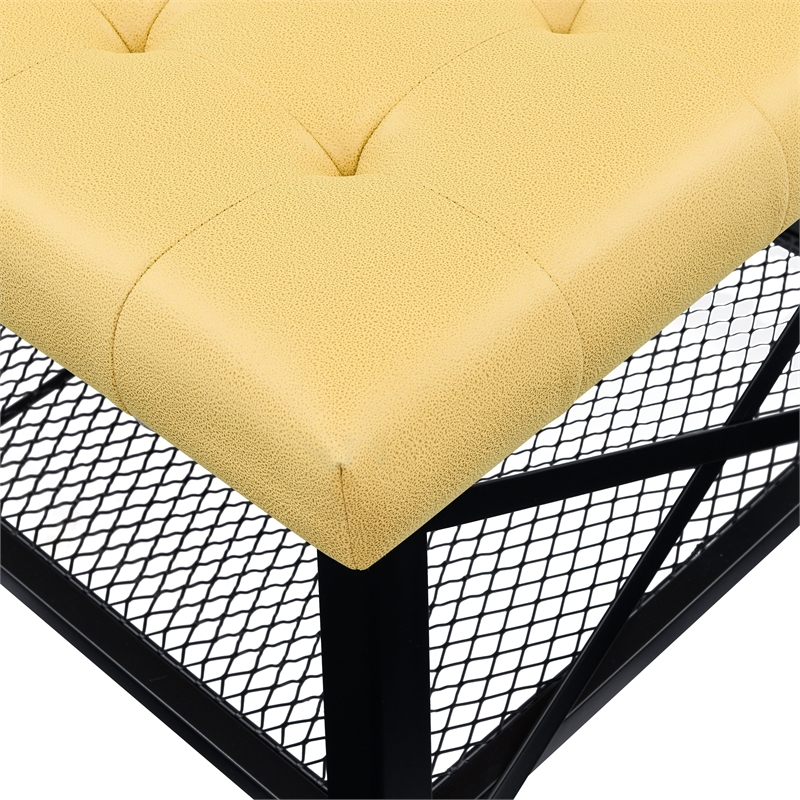 Pemberly Row Leather-Like Upholstered Coffee Table in Yellow