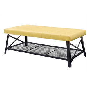 Pemberly Row Leather-Like Upholstered Coffee Table in Yellow