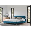 Pemberly Row Wood and Fabric Upholstered King Platform Bed in Blue
