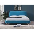Pemberly Row Wood and Fabric Upholstered King Platform Bed in Blue