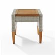 Pemberly Row Modern Wicker/Rattan Outdoor Side Table in Gray/Acorn