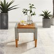 Pemberly Row Modern Wicker/Rattan Outdoor Side Table in Gray/Acorn