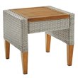 Pemberly Row Modern Wicker/Rattan Outdoor Side Table in Gray/Acorn