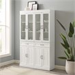 Pemberly Row Wood Pantry with Glass Door in White (Set of 2)