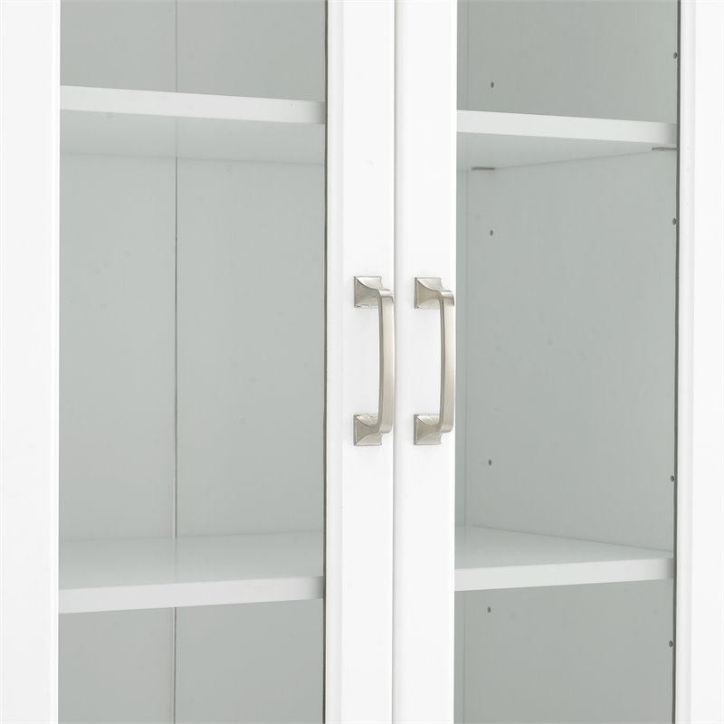 Pemberly Row Wood Pantry with Glass Door in White (Set of 2)