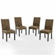 Pemberly Row Wood/Seagrass Dining Chair in Black/Brown (Set of 4)