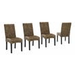 Pemberly Row Wood/Seagrass Dining Chair in Black/Brown (Set of 4)
