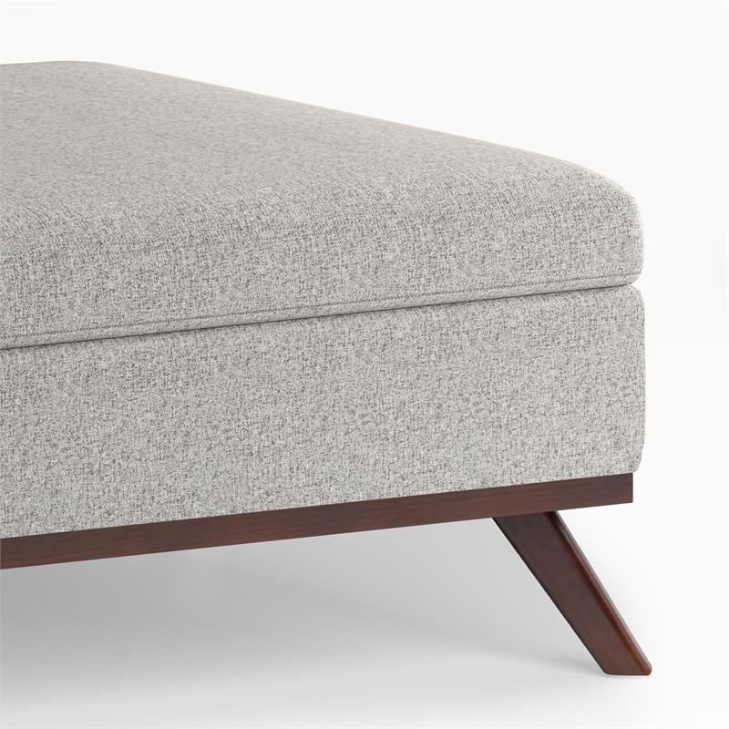 Pemberly Row Square Coffee Table Storage Ottoman - Cloud Gray Polyester Fabric