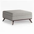 Pemberly Row Square Coffee Table Storage Ottoman - Cloud Gray Polyester Fabric