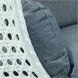 Pemberly Row Outdoor White Wicker Hanging Double Egg Swing Chair - Charcoal Blue