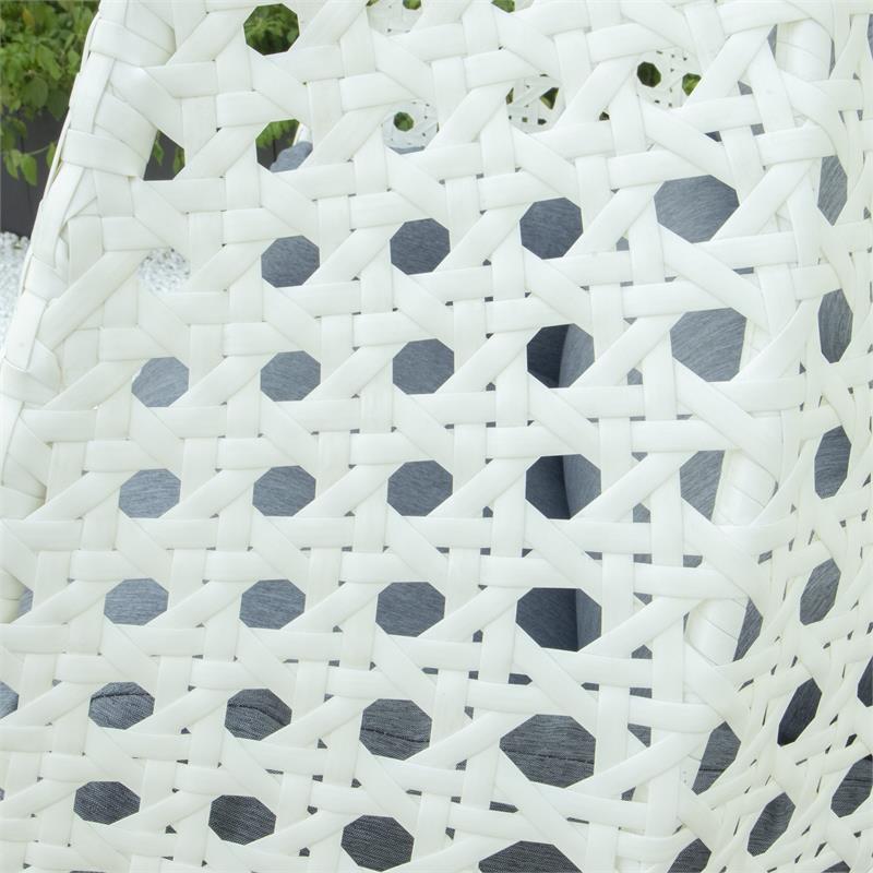 Pemberly Row Outdoor White Wicker Hanging Double Egg Swing Chair - Charcoal Blue