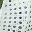 Pemberly Row Outdoor White Wicker Hanging Double Egg Swing Chair - Charcoal Blue