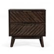 Pemberly Row Mid-Century Acacia Solid Wood Nightstand in Dark Brown/Brass