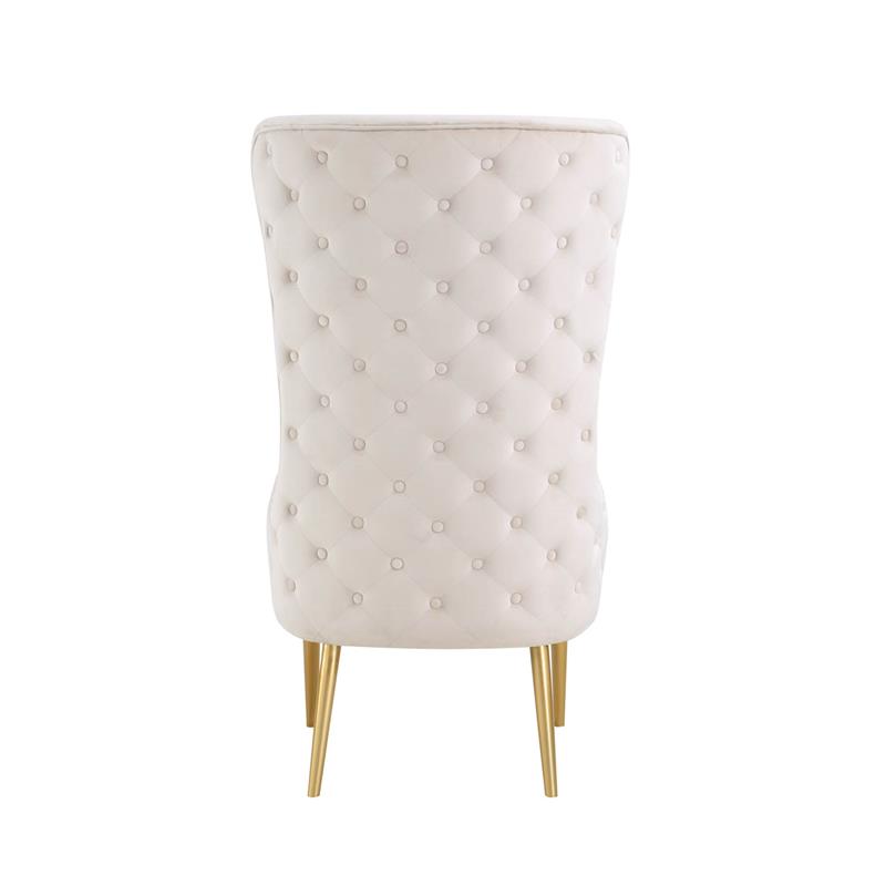Pemberly Row Contemporary Contemporary Cream Tufted Velvet High Back Arm Chair