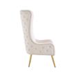 Pemberly Row Contemporary Contemporary Cream Tufted Velvet High Back Arm Chair