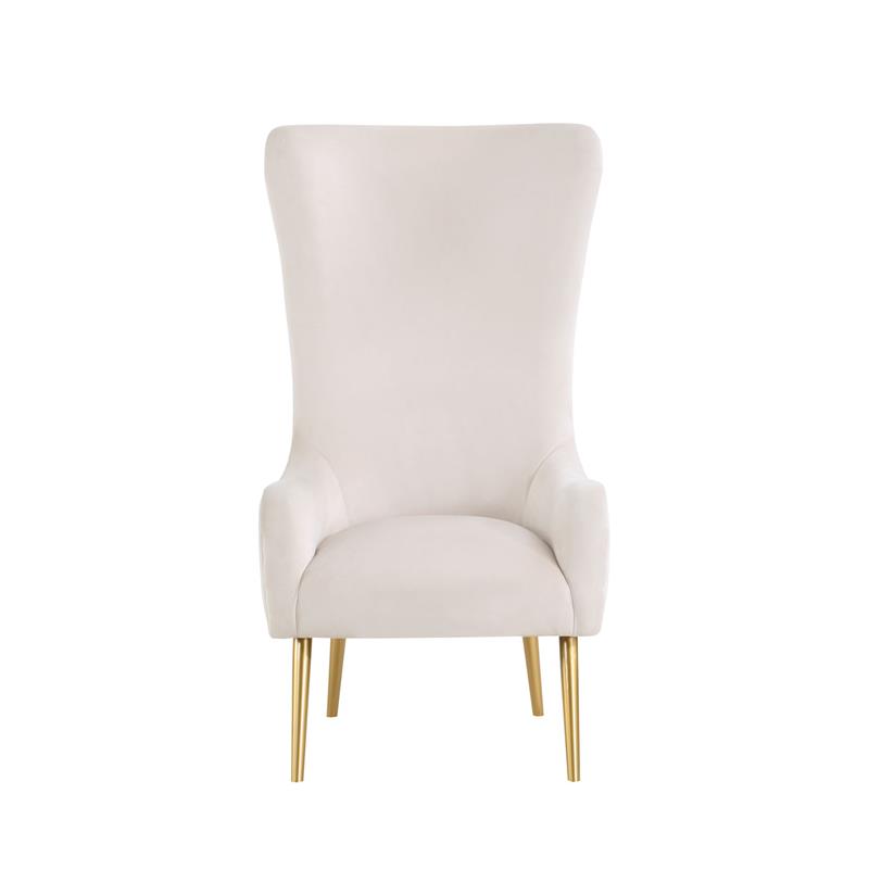 Pemberly Row Contemporary Contemporary Cream Tufted Velvet High Back Arm Chair