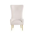 Pemberly Row Contemporary Contemporary Cream Tufted Velvet High Back Arm Chair