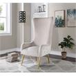 Pemberly Row Contemporary Contemporary Cream Tufted Velvet High Back Arm Chair