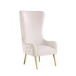 Pemberly Row Contemporary Contemporary Cream Tufted Velvet High Back Arm Chair