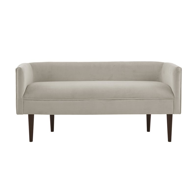 Pemberly Row Modern Solid Wood and Polyester Accent Bench in Cream