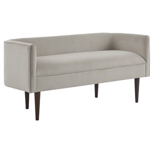 Pemberly Row Modern Solid Wood and Polyester Accent Bench in Cream
