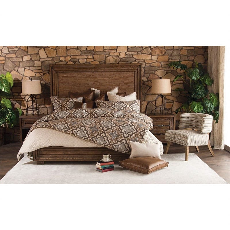 Pemberly Row Modern 1-Drawer Wood Nightstand in Rustic Ranch Brown