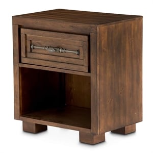 Pemberly Row Modern 1-Drawer Wood Nightstand in Rustic Ranch Brown