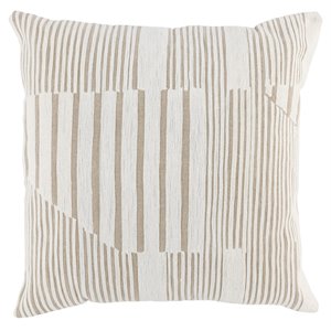 Pemberly Row 22x22&quot Cotton and Linen Throw Pillow in Natural/Ivory