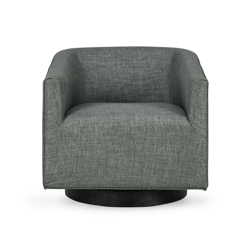 Pemberly Row Polyester Fabric Swivel Accent Chair in Taupe Gray