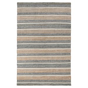Pemberly Row 31.2x96&quot Handwoven Jute & Wool Area Rug in Natural Blue Multi