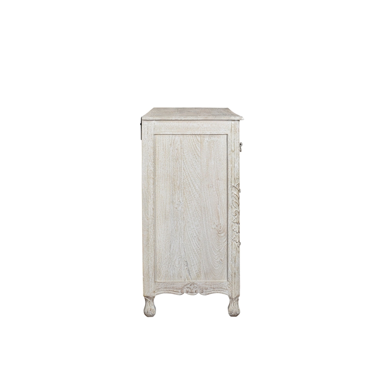 Pemberly Row 7-drawer Floral Carved Solid Wood Dresser in White