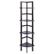 Pemberly Row Corner Transitional Solid Wood Baker's Rack in Coffee