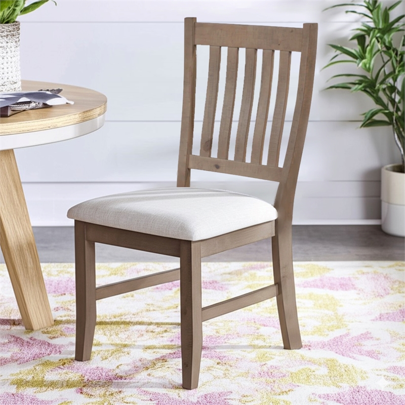 Pemberly Row Set of 2 Wood Dining Side Chairs in Natural Brown