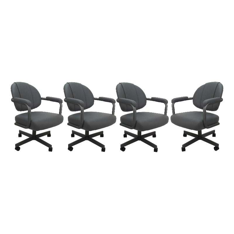 Pemberly Row 4 - Swivel Metal Dining Caster Chair - Mojave Gray on Gray Chairs