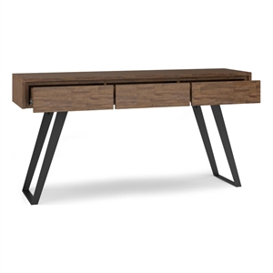 Pemberly Row Acacia Wood and Metal60&quotWD Console Sofa Table in Natural Aged Brown