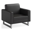 Pemberly Row Contemporary Lounge Chair Black Vinyl with Metal Leg