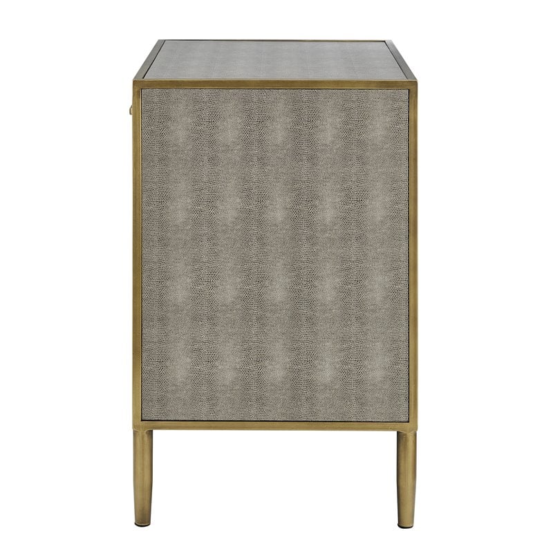 Pemberly Row Modern MDF and Painted Steel Side/End Table in Gray