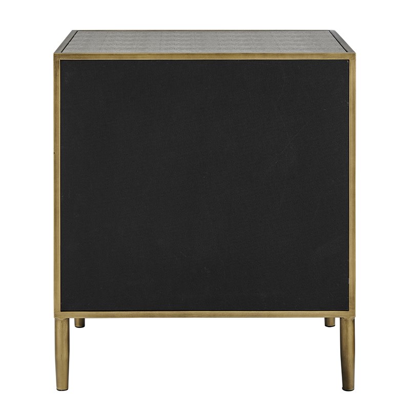 Pemberly Row Modern MDF and Painted Steel Side/End Table in Gray