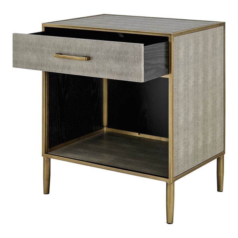 Pemberly Row Modern MDF and Painted Steel Side/End Table in Gray