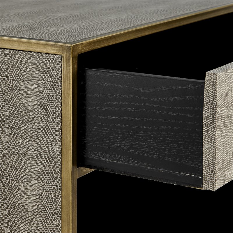 Pemberly Row Modern MDF and Painted Steel Side/End Table in Gray