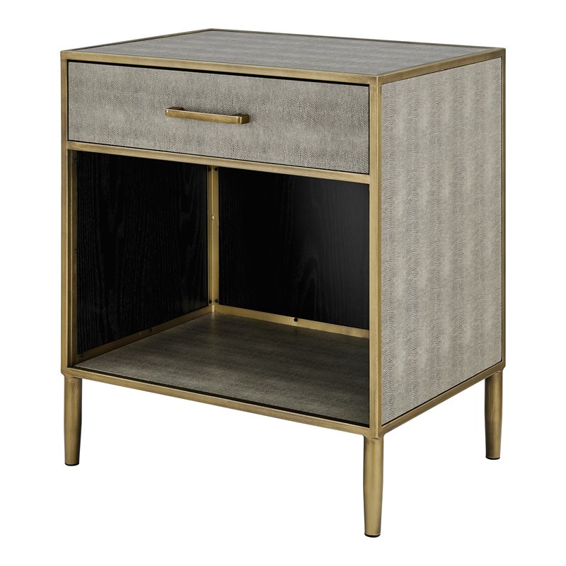 Pemberly Row Modern MDF and Painted Steel Side/End Table in Gray