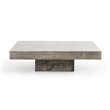 Pemberly Row Square Modern Concrete Stone Coffee Table in Dark Gray