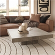 Pemberly Row Square Modern Concrete Stone Coffee Table in Dark Gray