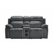 Pemberly Row Fabric Console Loveseat with Speaker in Shadow Gray