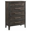 Pemberly Row Transitional Solid Wood 5-Drawer Chest in Nutmeg