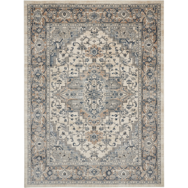 Pemberly Row 10' x 14' Ivory/Gray Fabric Farmhouse Indoor Rug