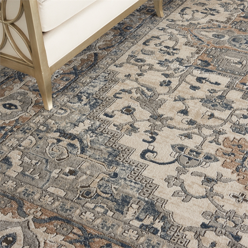 Pemberly Row 10' x 14' Ivory/Gray Fabric Farmhouse Indoor Rug