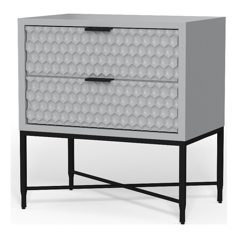 Pemberly Row Contemporary 2 Drawer Nightstand in Light Slate Gray