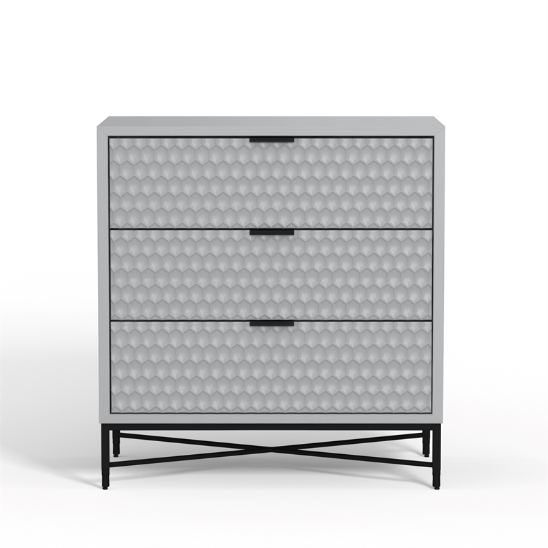Pemberly Row Modern 3 Drawer Small Chest in Light Slate Gray